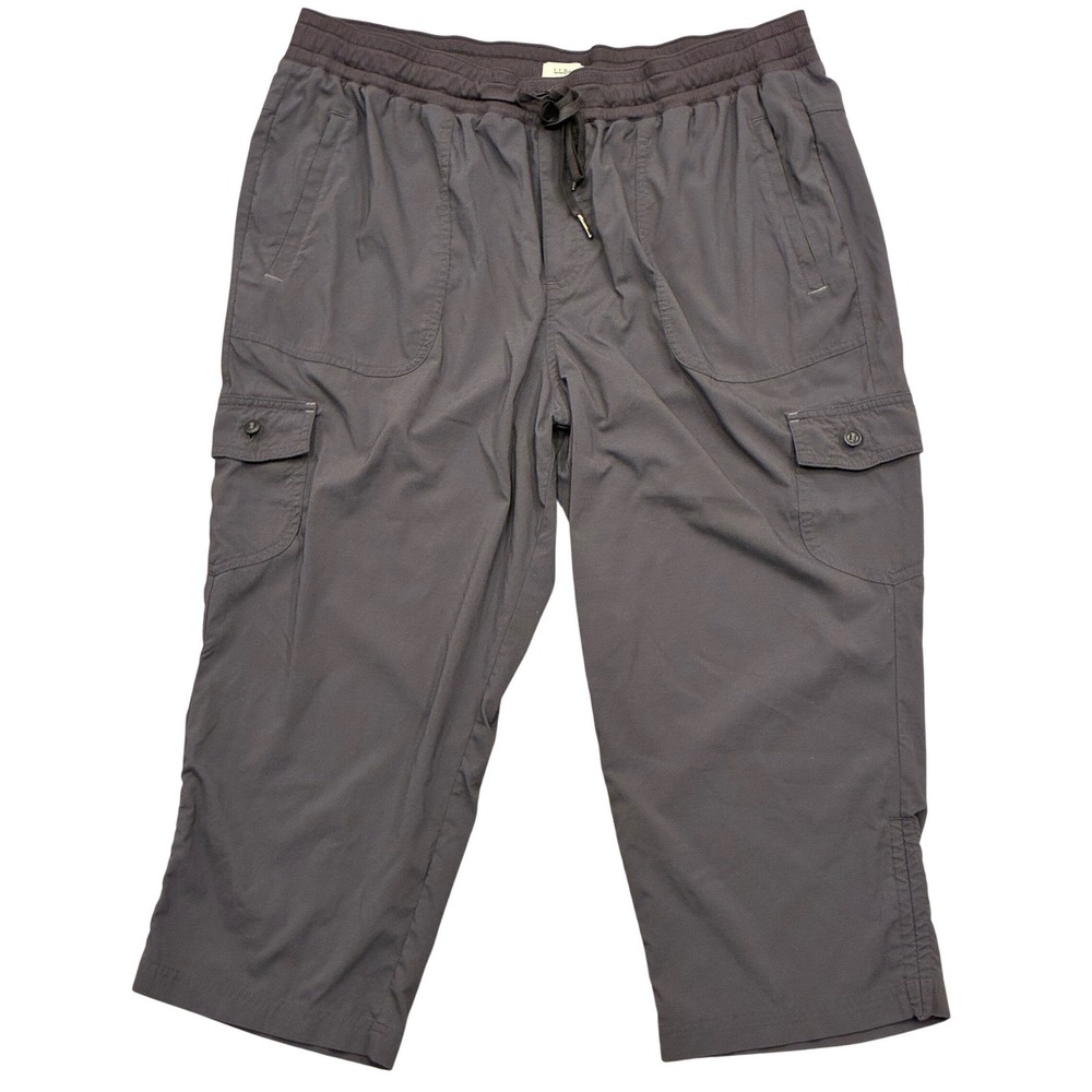 L.L.Bean Vista Camp Crop Pants 1X Dark Taupe Cargo Hiking Outdoor Women's